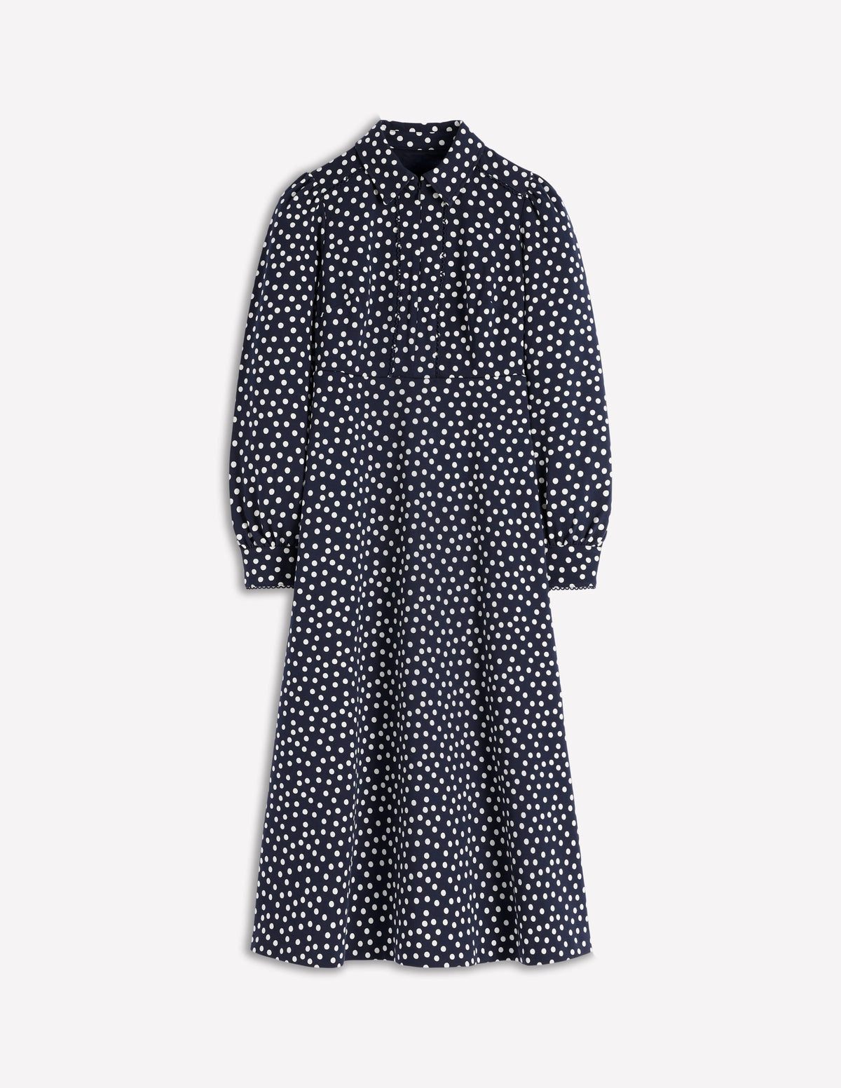 Pip Zip-Up Ponte Midi Dress-French Navy, Painted Dot