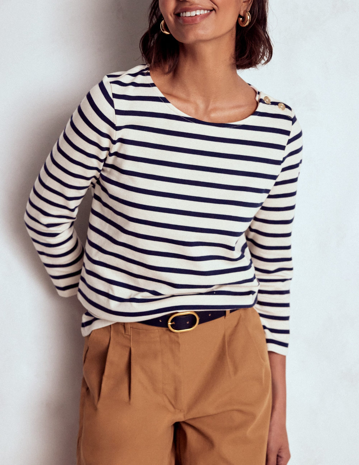 Button Mariner Breton-Ivory and Navy Stripe
