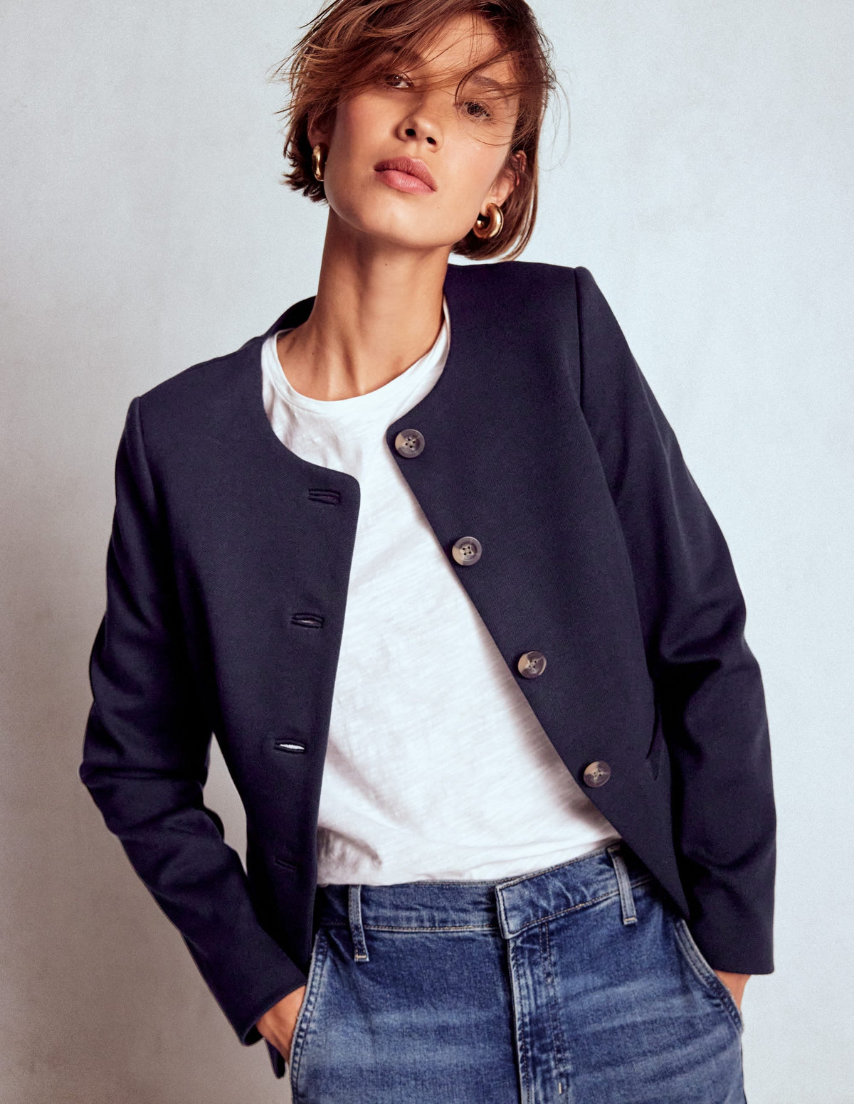 Hampstead Ponte Twill Blazer-Navy