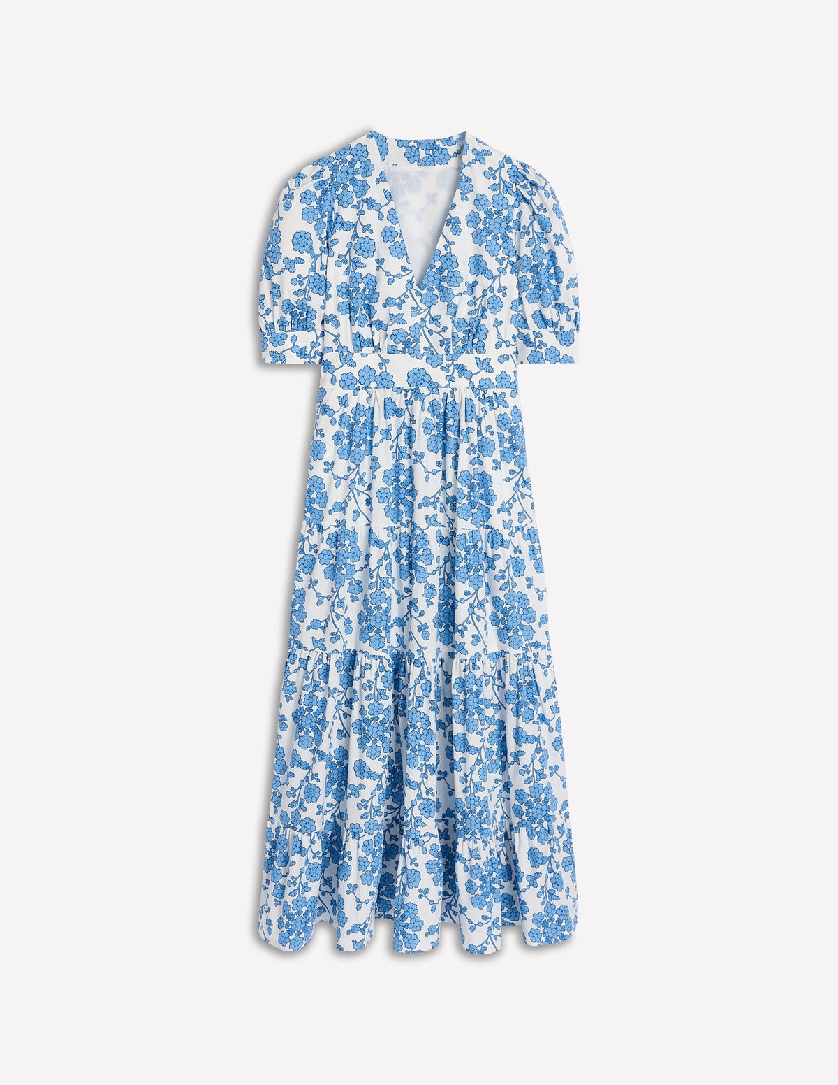 Bella Puff Sleeve Maxi Dress-Ivory, Trailing Yarrow