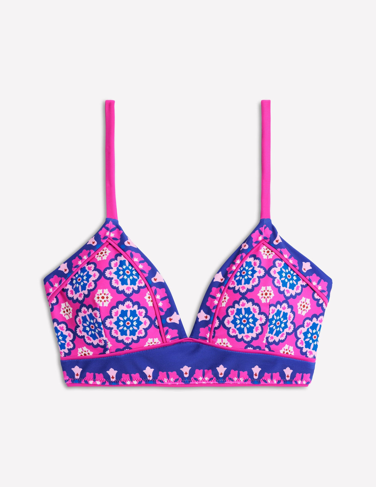 Kasos String V Neck Bikini Top-Cosmos Pink, Geo
