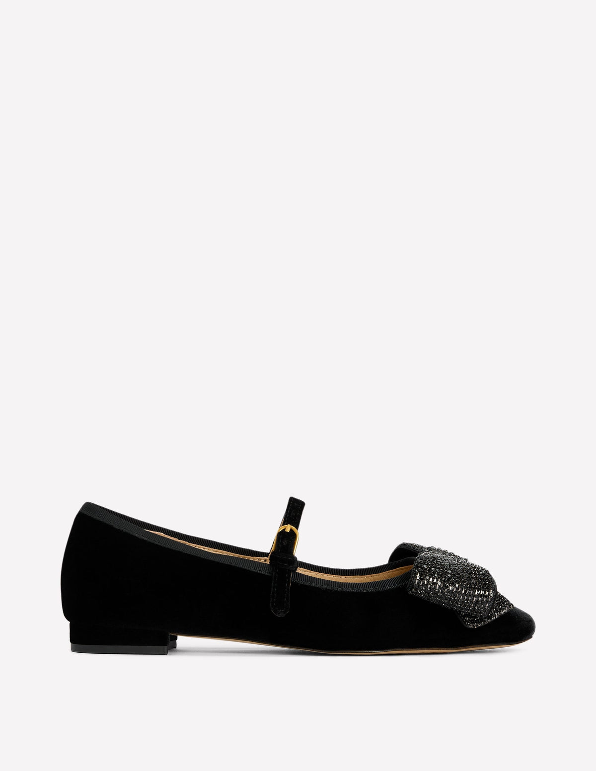 Embellished Bow Mary Jane Flat-Black