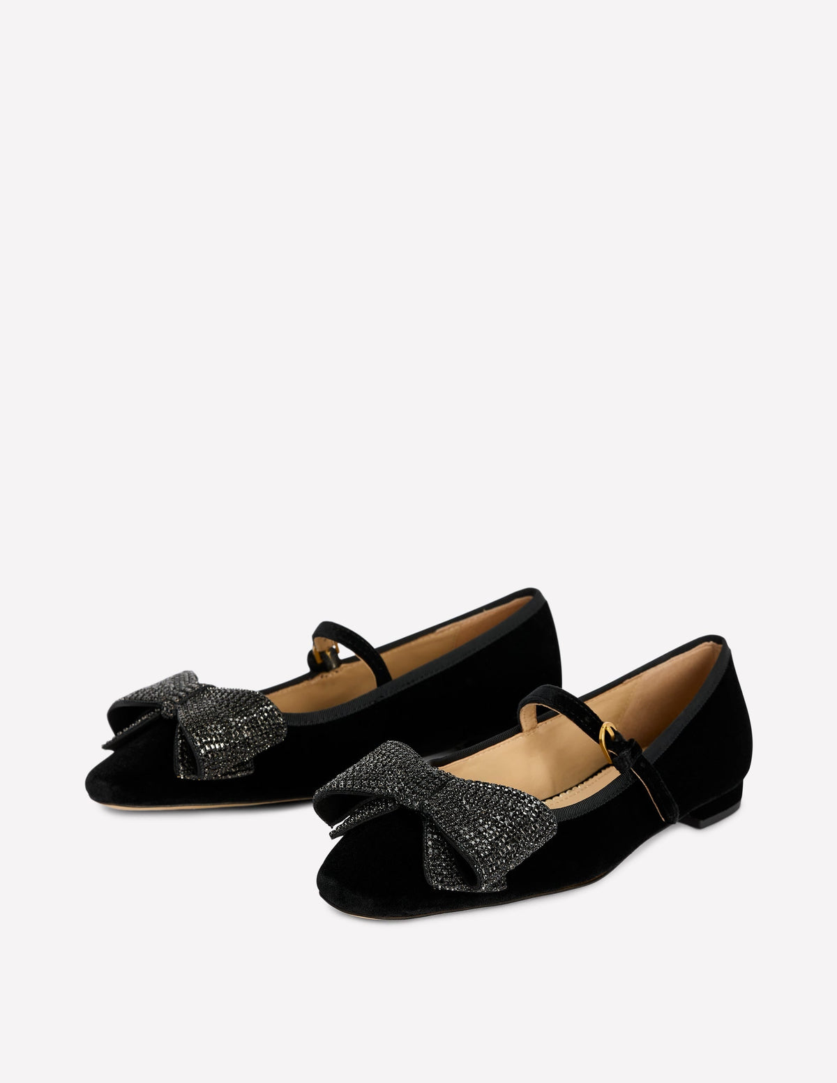 Embellished Bow Mary Jane Flat-Black