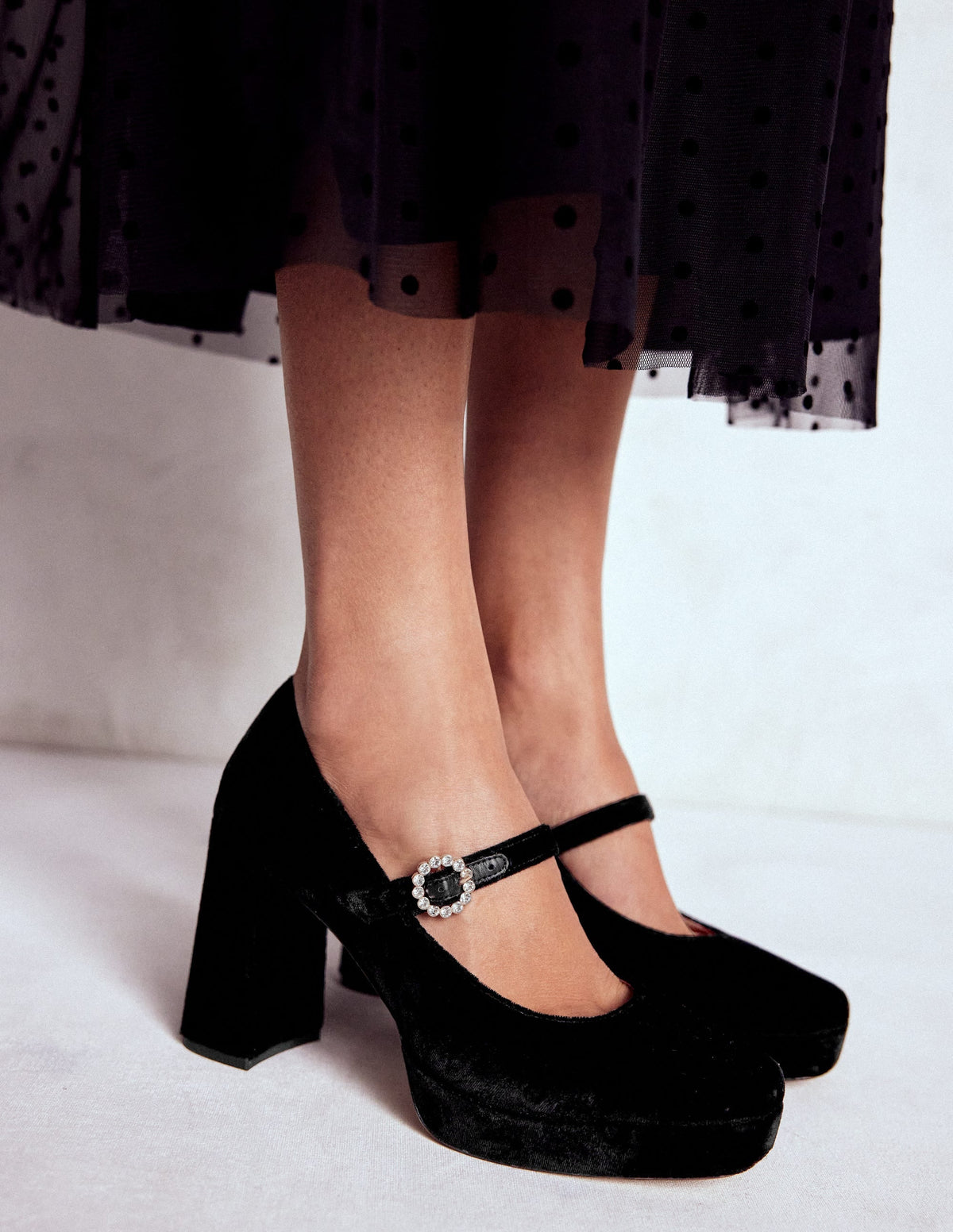 Platform Mary Janes-Black