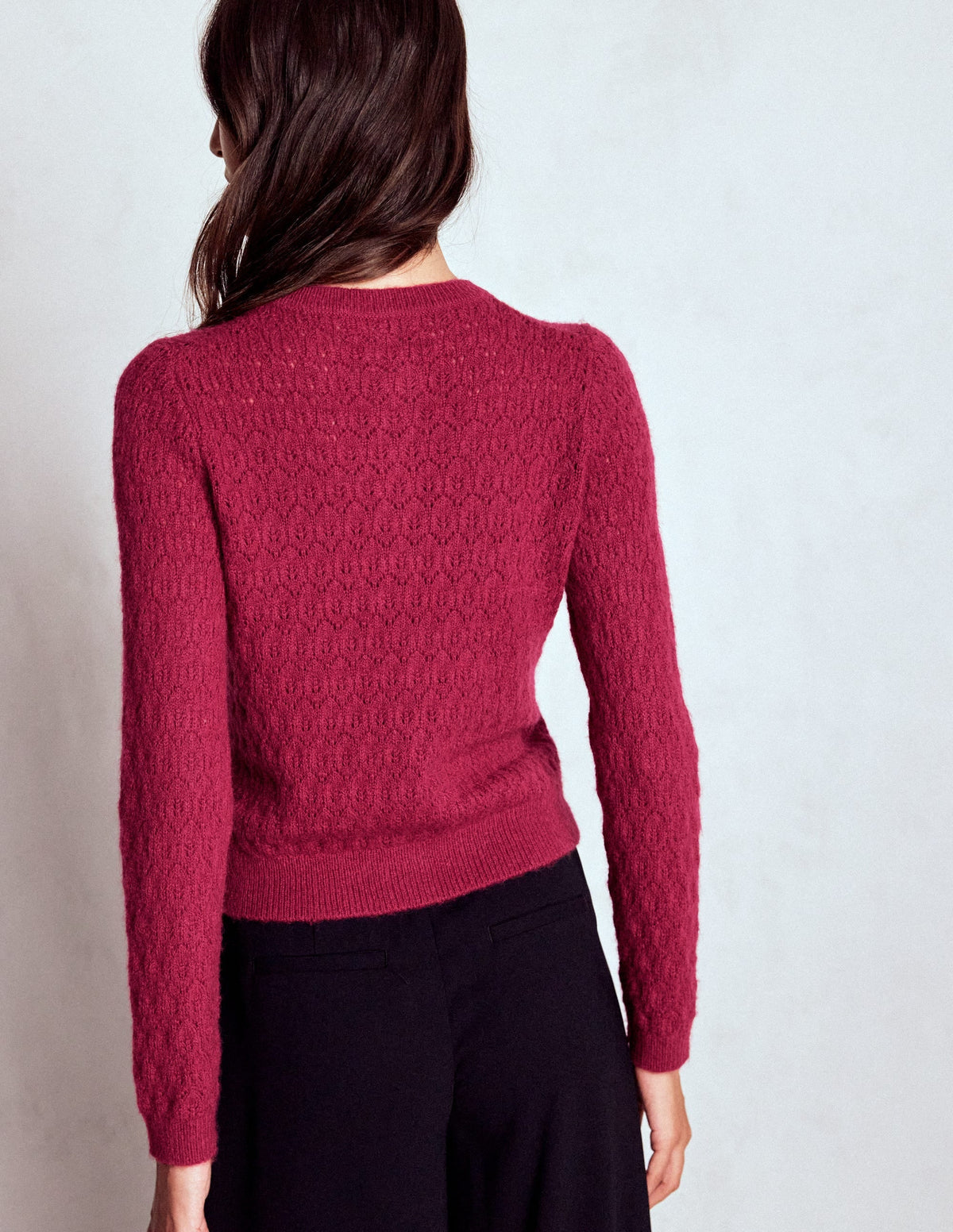 Jewel Button Cardigan-Ruby Red