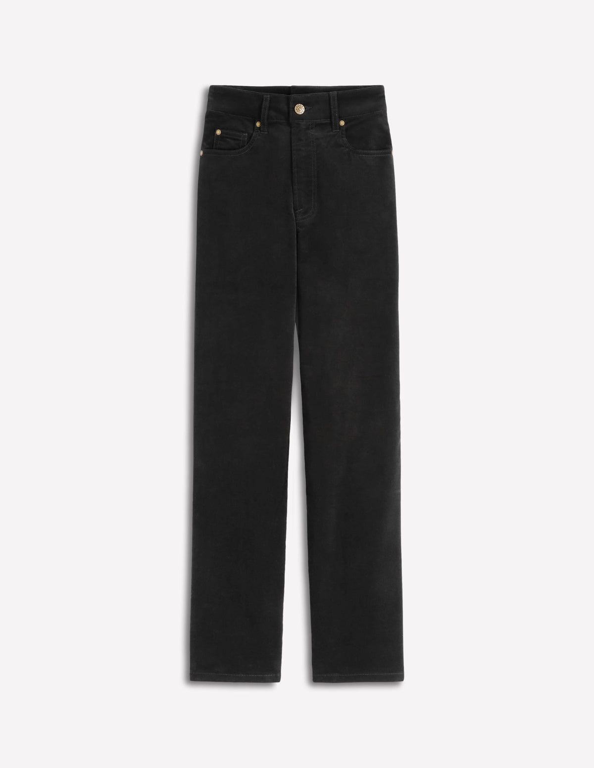 Velveteen Straight Jeans-Black