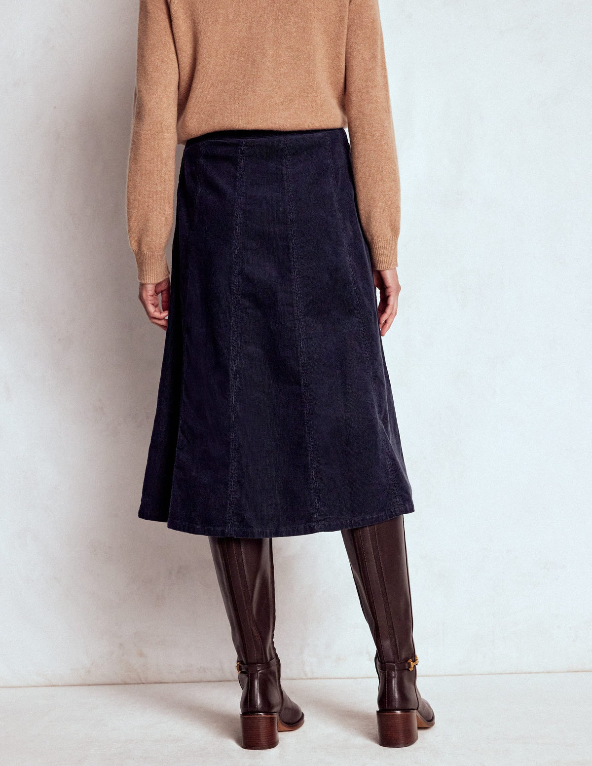 Joy Cord Midi Skirt-Navy