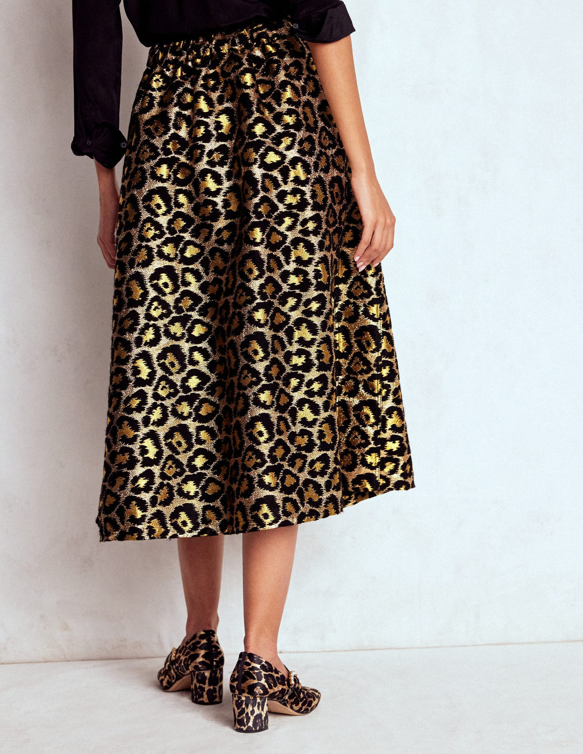 Verity Jacquard Midi Skirt-Leopard Print