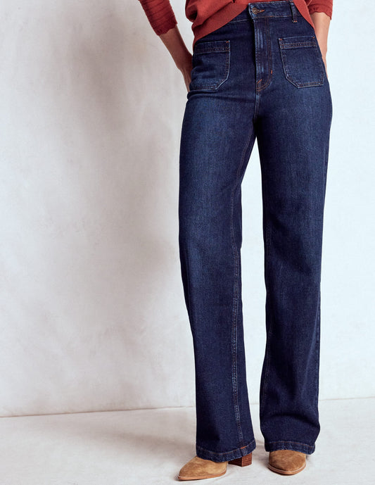 Straight Leg Pocket Jeans-Dark Vintage