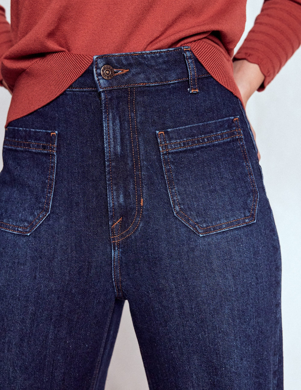 Straight Leg Pocket Jeans-Dark Vintage