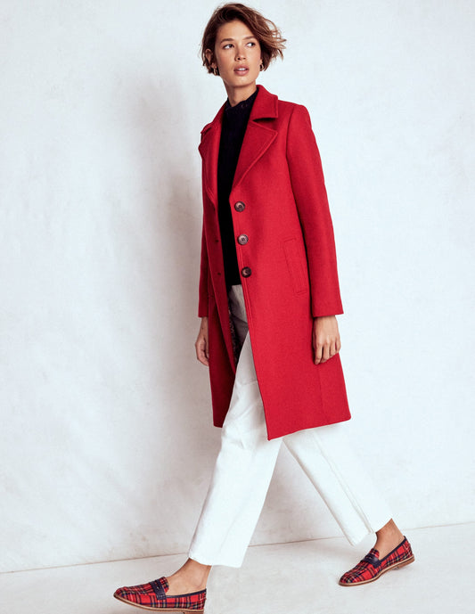 Newport Wool Coat-Cranberry Red