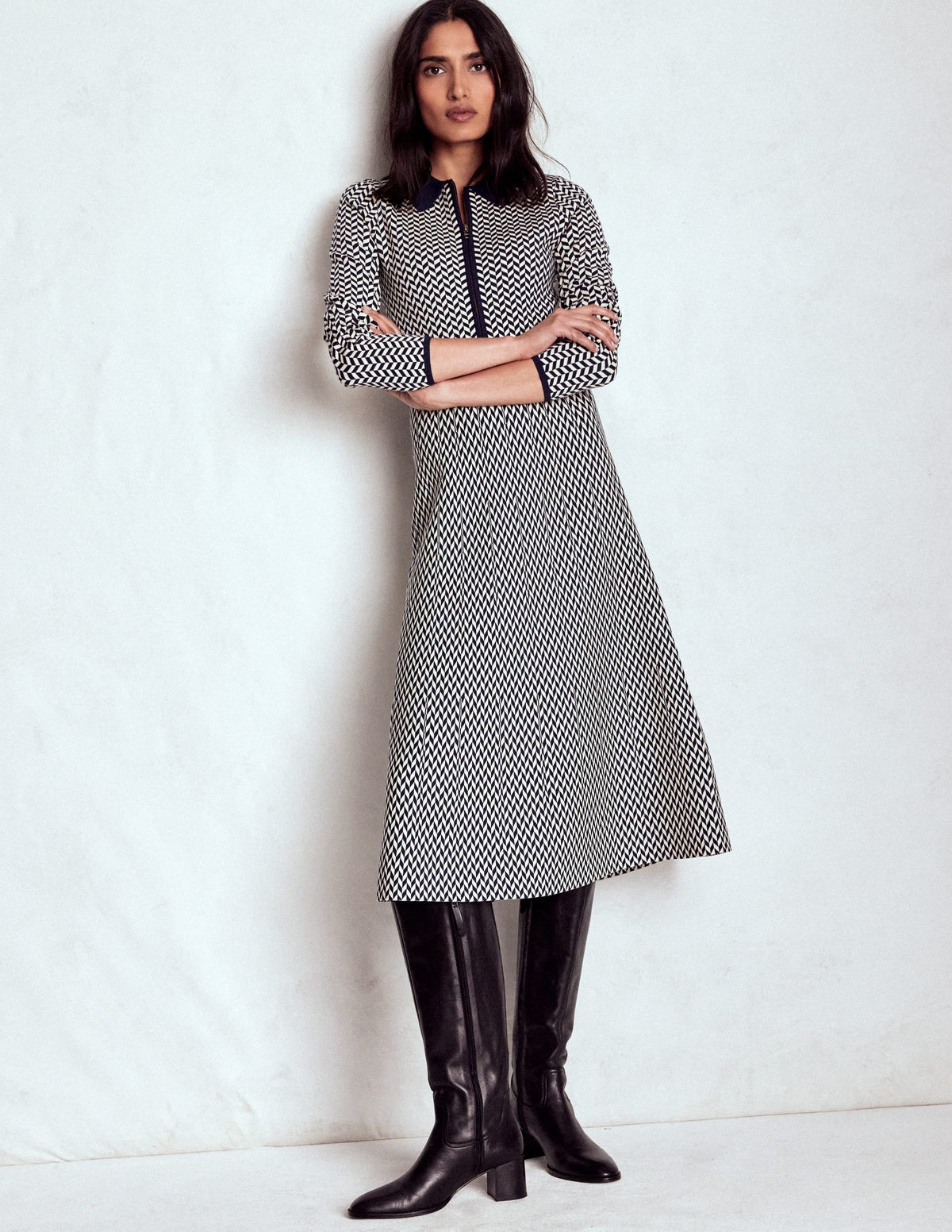 Fiona Chevron Knitted Dress-Chevron