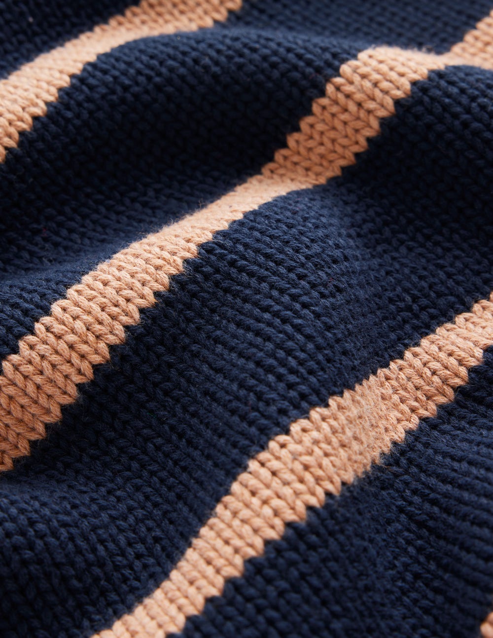 Lucy Oversized Cotton Jumper-Navy/ Camel Melange