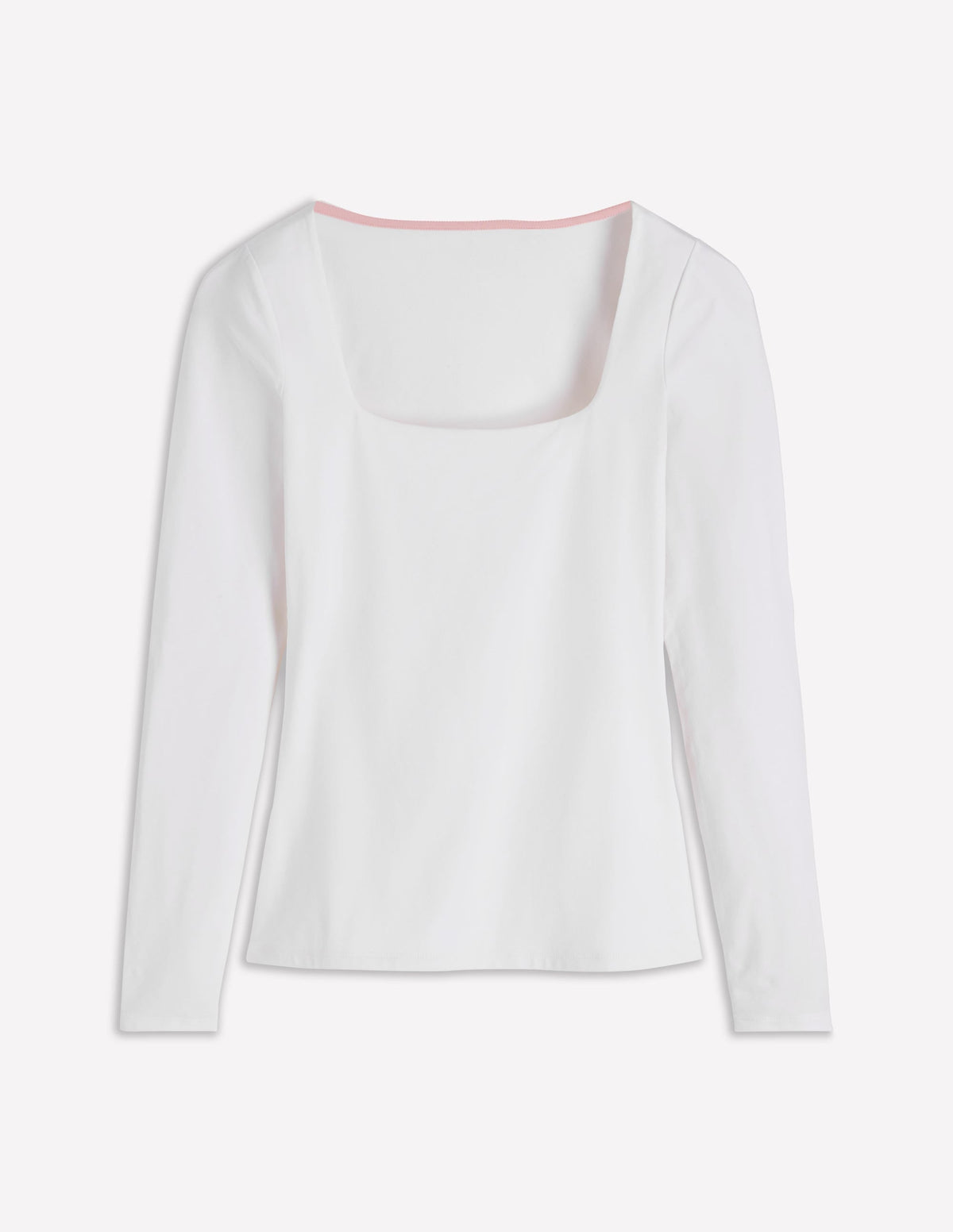 Double Layer Square Neck Top-White