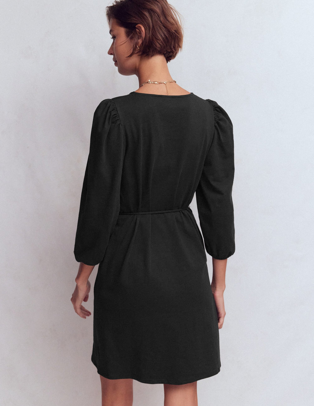 Cary V-Neck Short Dress-Black