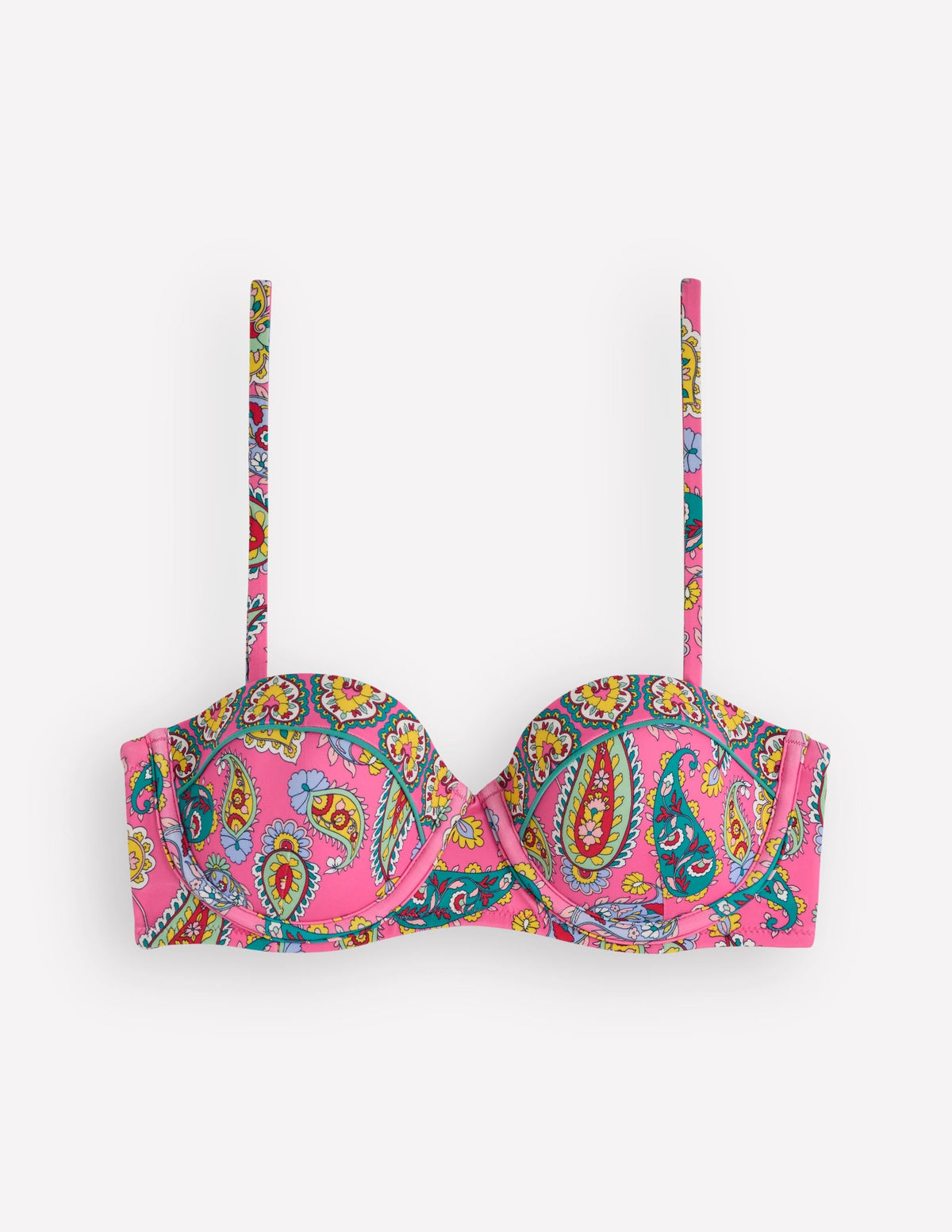 Rhodes Cup Sized Bikini Top-Pink Paisley