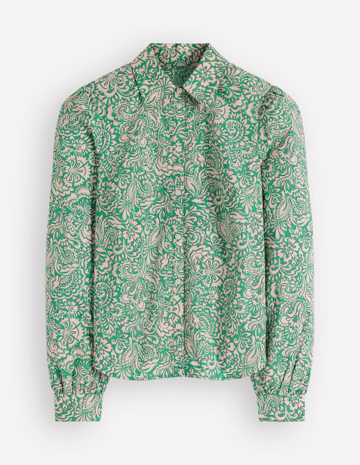 Cara Cotton Shirt-Aloe Green, Elaborate Gardenia