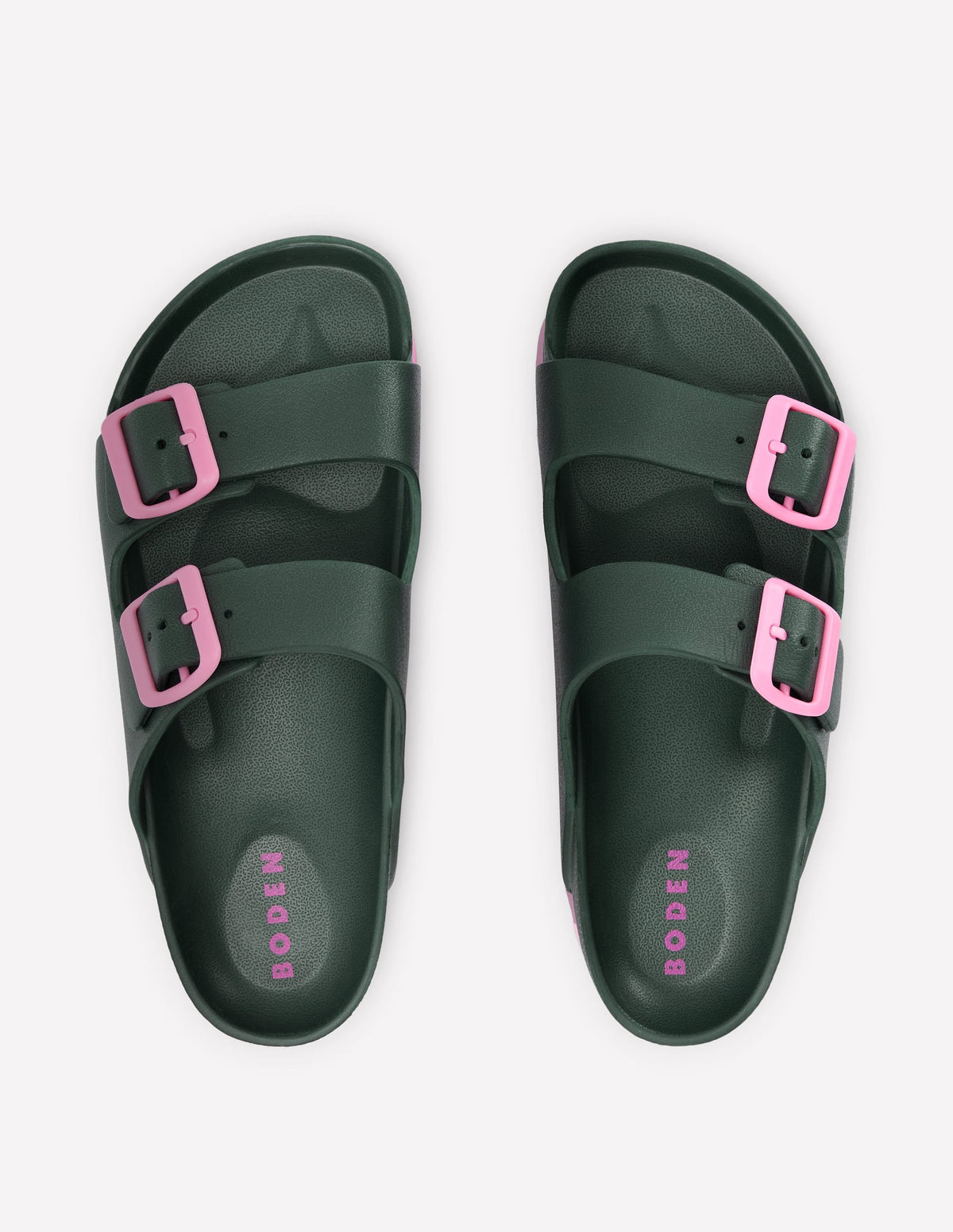 Lyla Double Buckle Sliders-Khaki/Pink