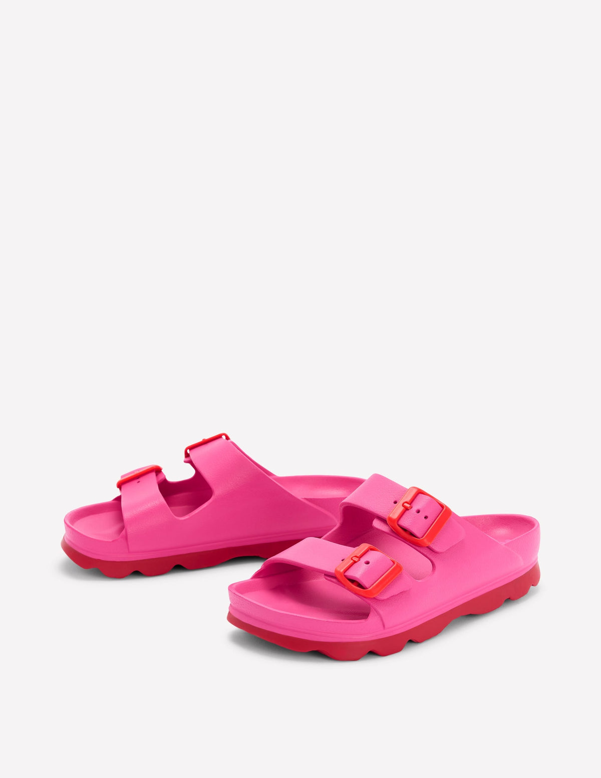 Lyla Double Buckle Sliders-Pink/Red