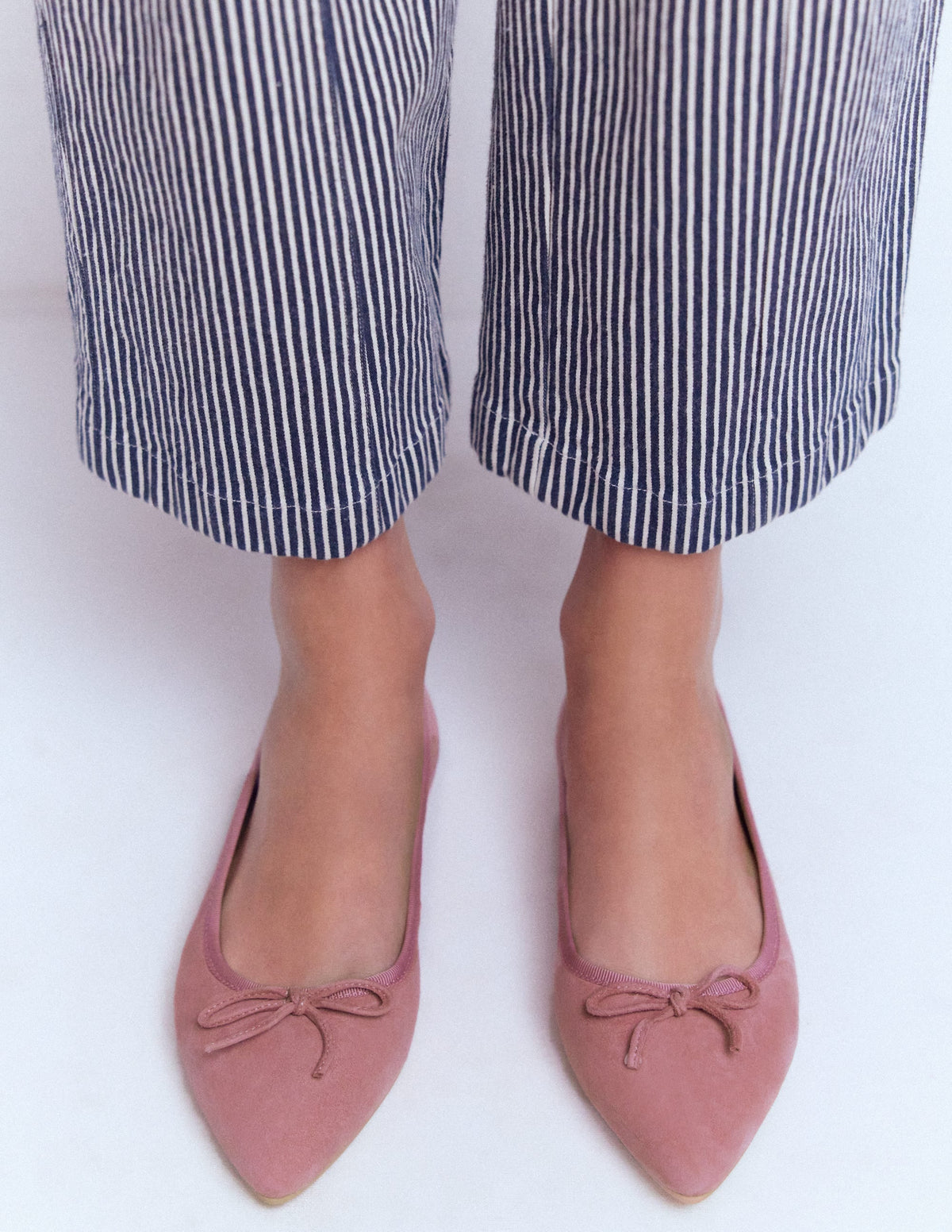Point Flexi Sole Flats-Pink Suede