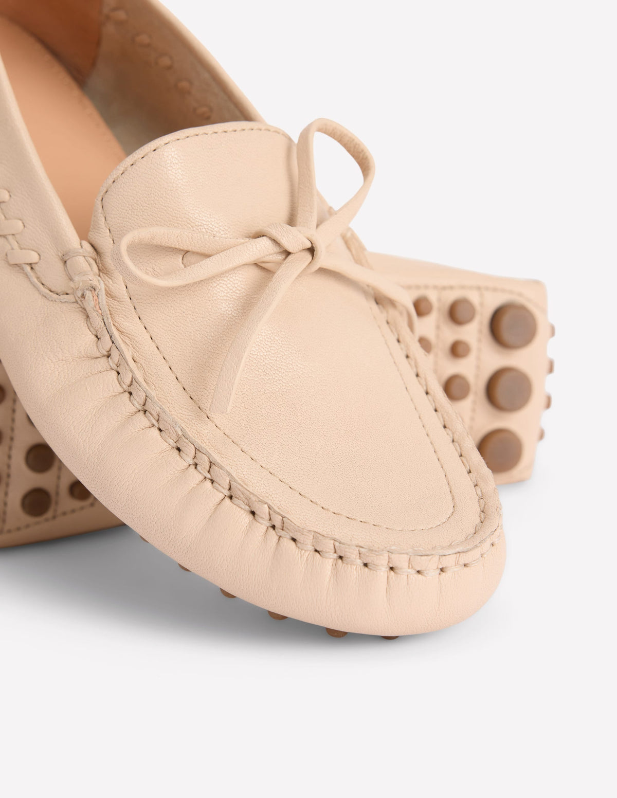 Heidi Stitched Soft Loafers-Ecru