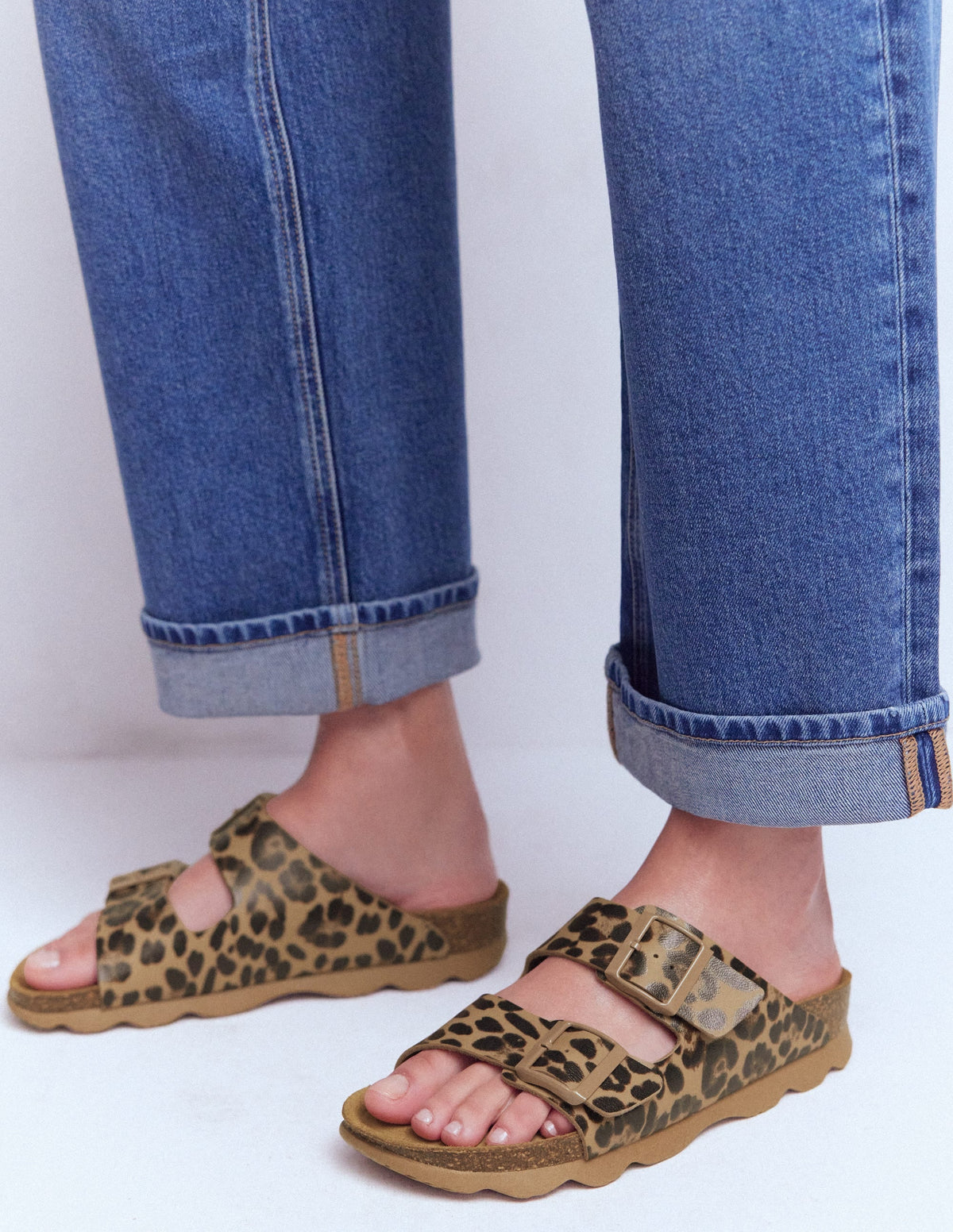 Lyla Printed Buckle Sliders-Leopard