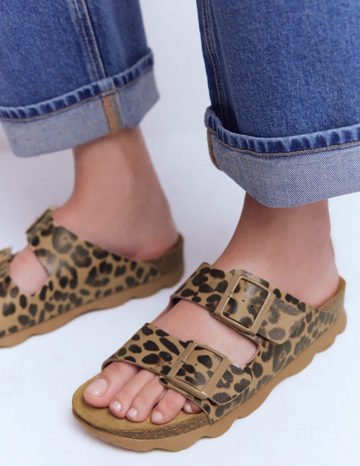 Lyla Printed Buckle Sliders-Leopard
