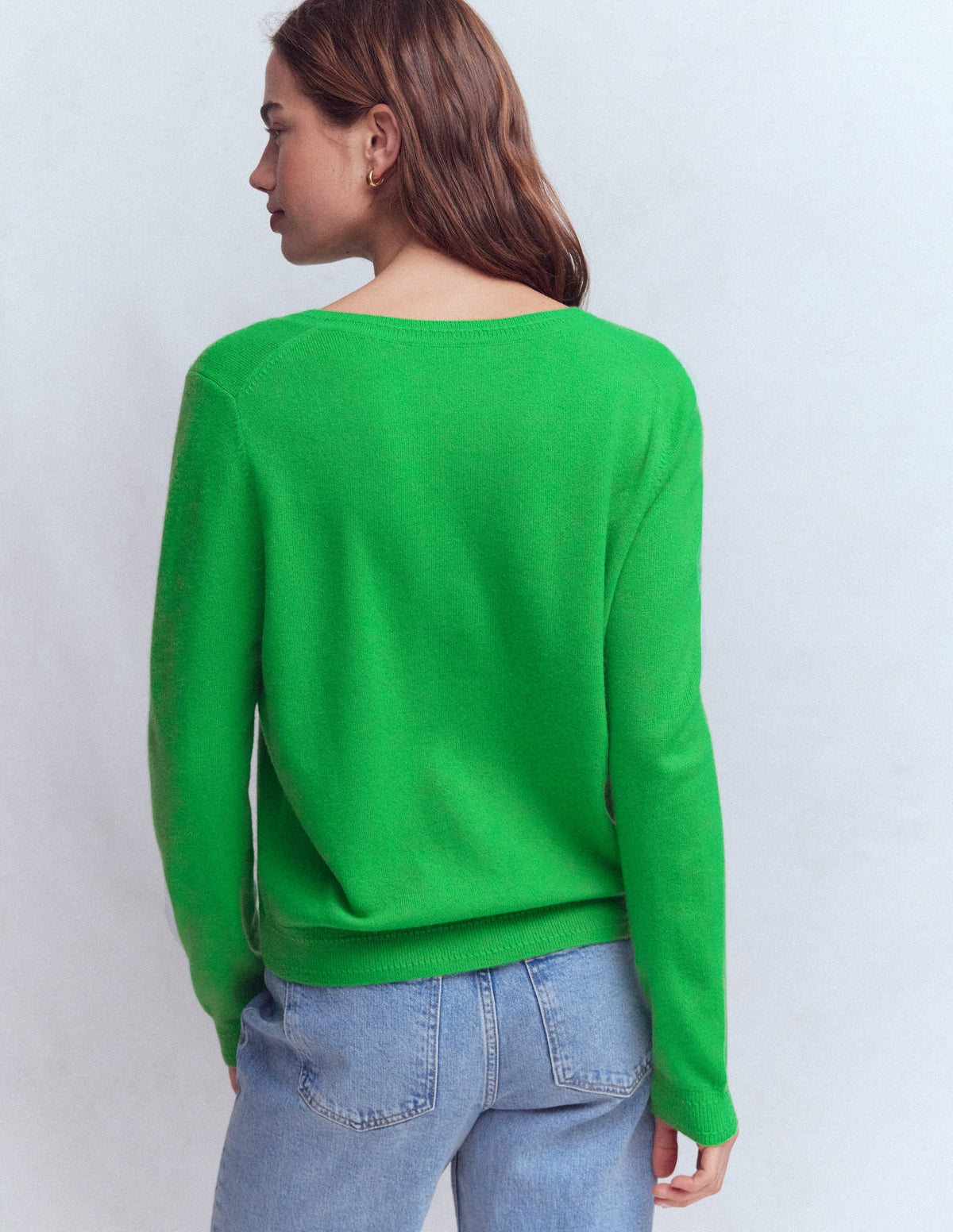 Eva Cashmere Crew Cardigan-Sapling Green