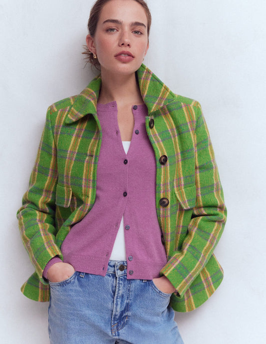 Eva Cashmere Crew Cardigan-Clover Purple