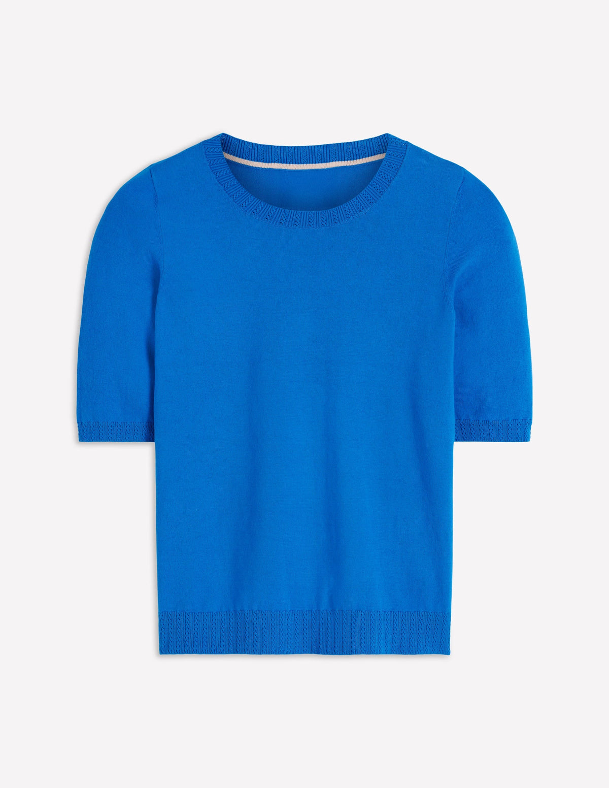 Emilia Cotton Crew T-shirt-Kingfisher Blue