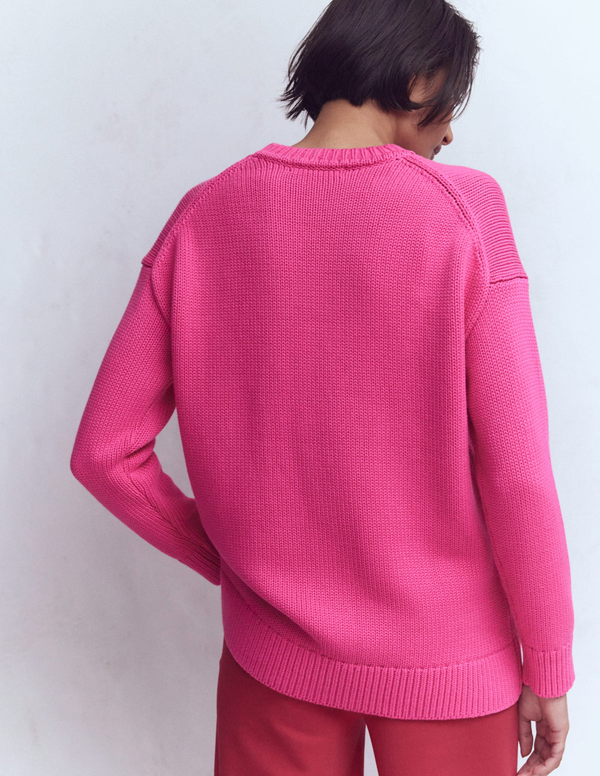 Lucy Oversized Cotton Jumper-Pink Peony