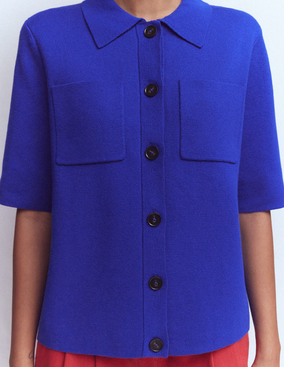 Short Sleeve Knit Shirt-Bright Blue