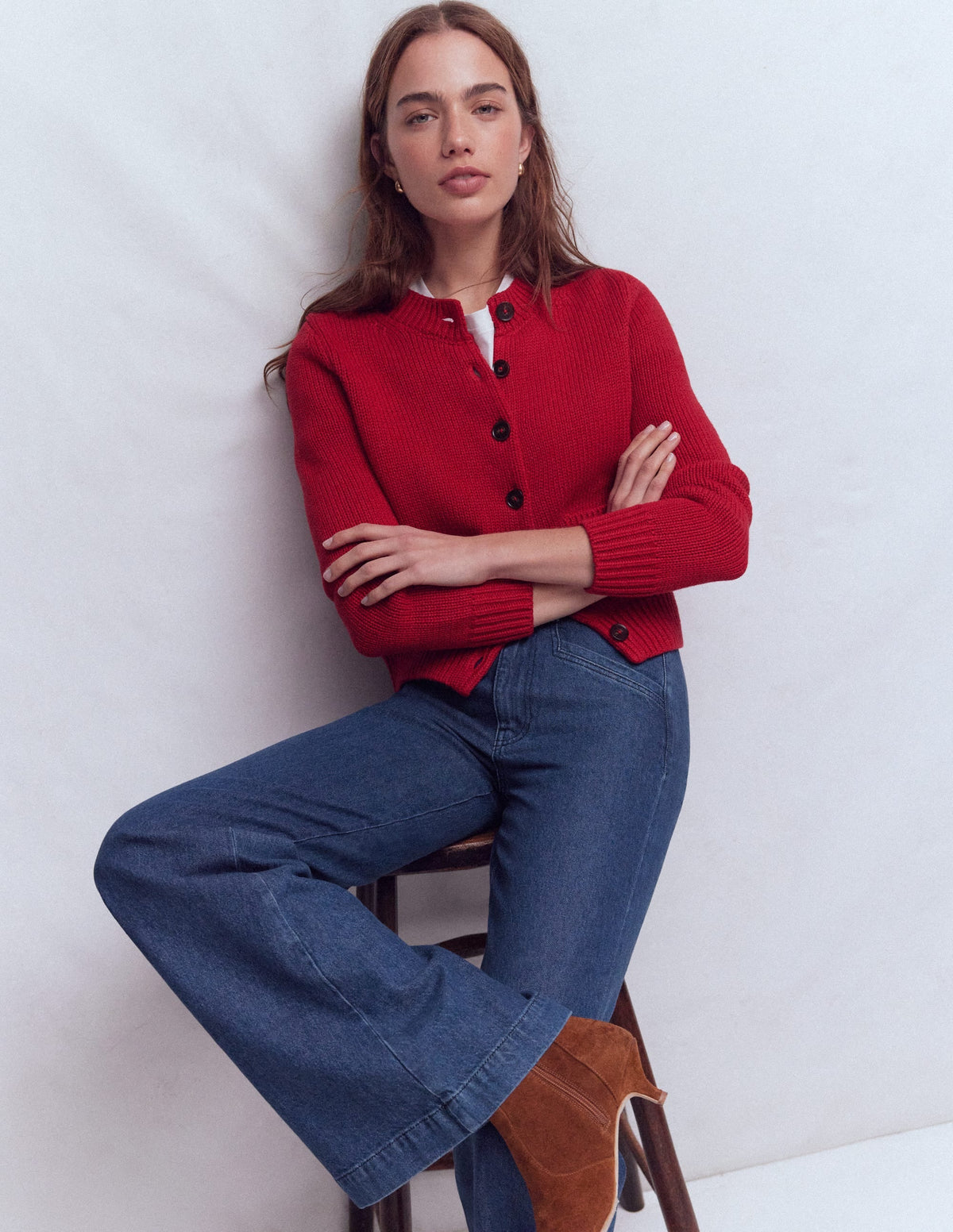 Pocket Detail Wide Leg Jeans-Mid Vintage