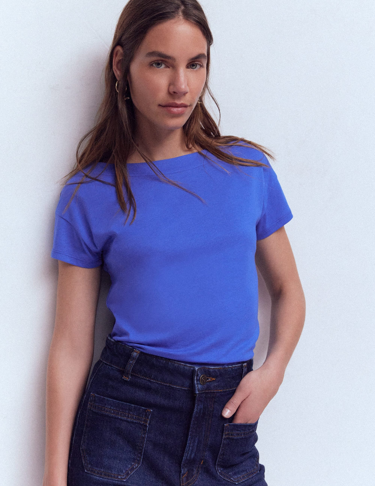 Supersoft Boat Neck T-Shirt-Beaucoup Blue