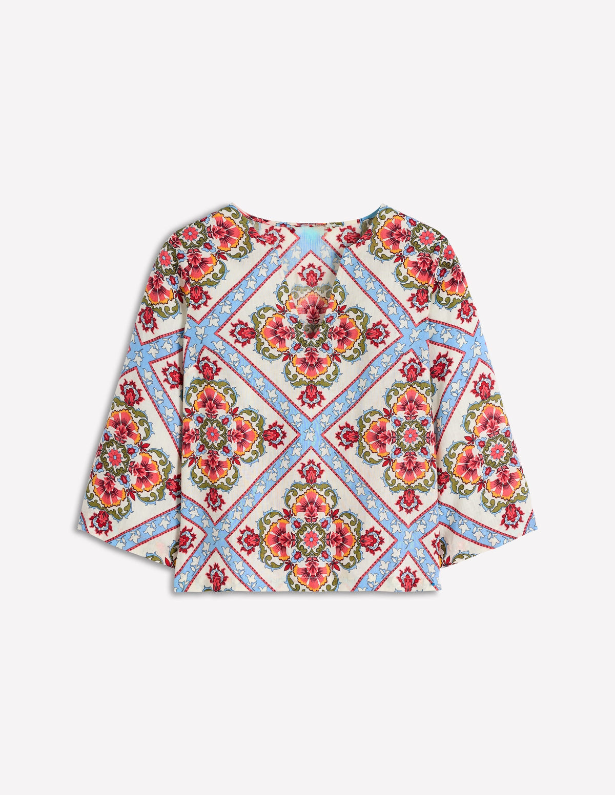Cleo Linen Top-Floral Tile Placement