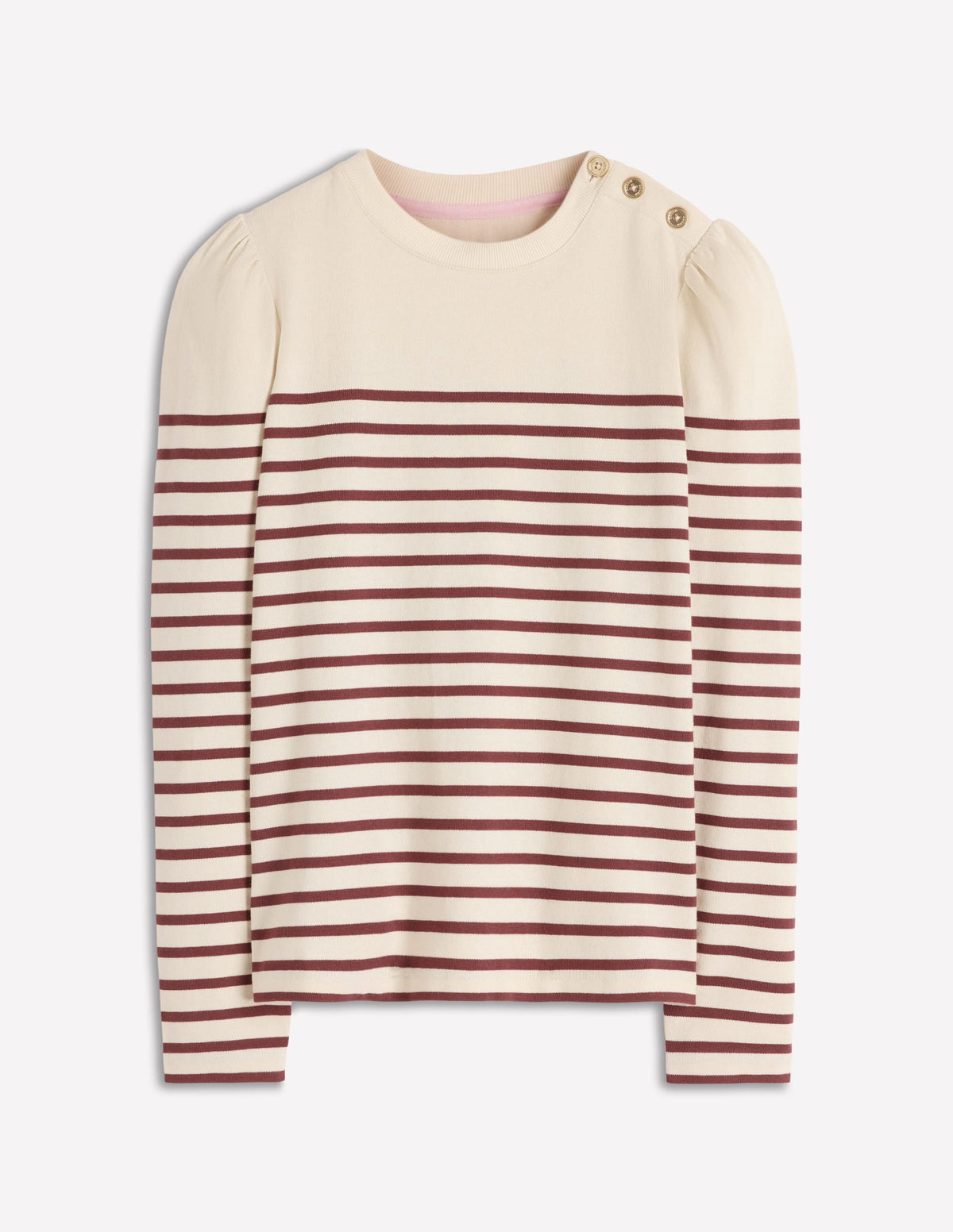 Button Shoulder Mariner-Ivory & Hot Chocolate Stripe