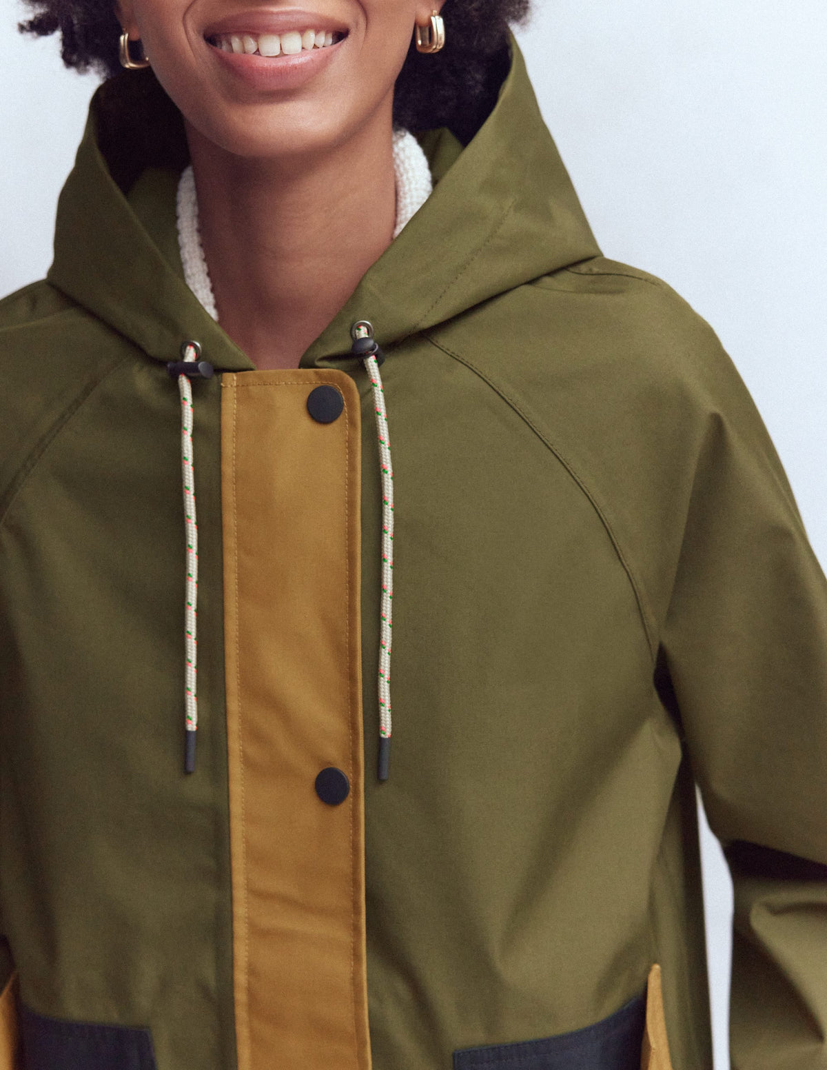 Lightweight Rain Mac-Woodland Green, Colourblock