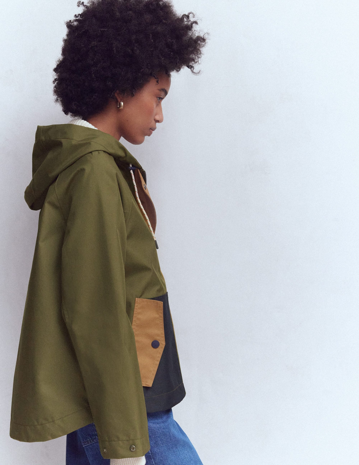 Lightweight Rain Mac-Woodland Green, Colourblock