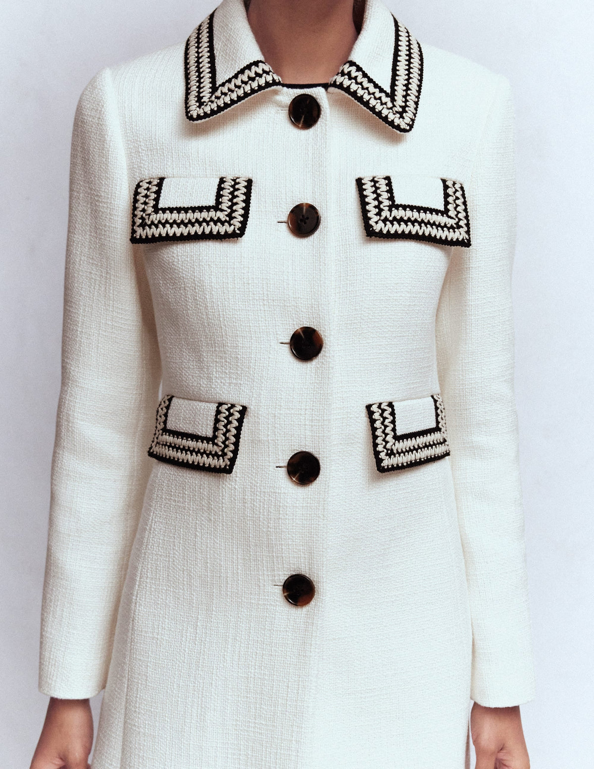 Pocket Detail Coat-Ivory