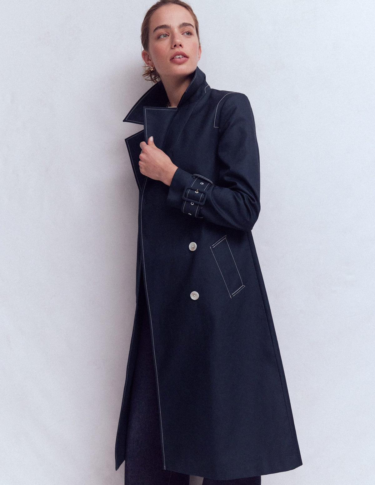 Double Breasted Trench-Navy