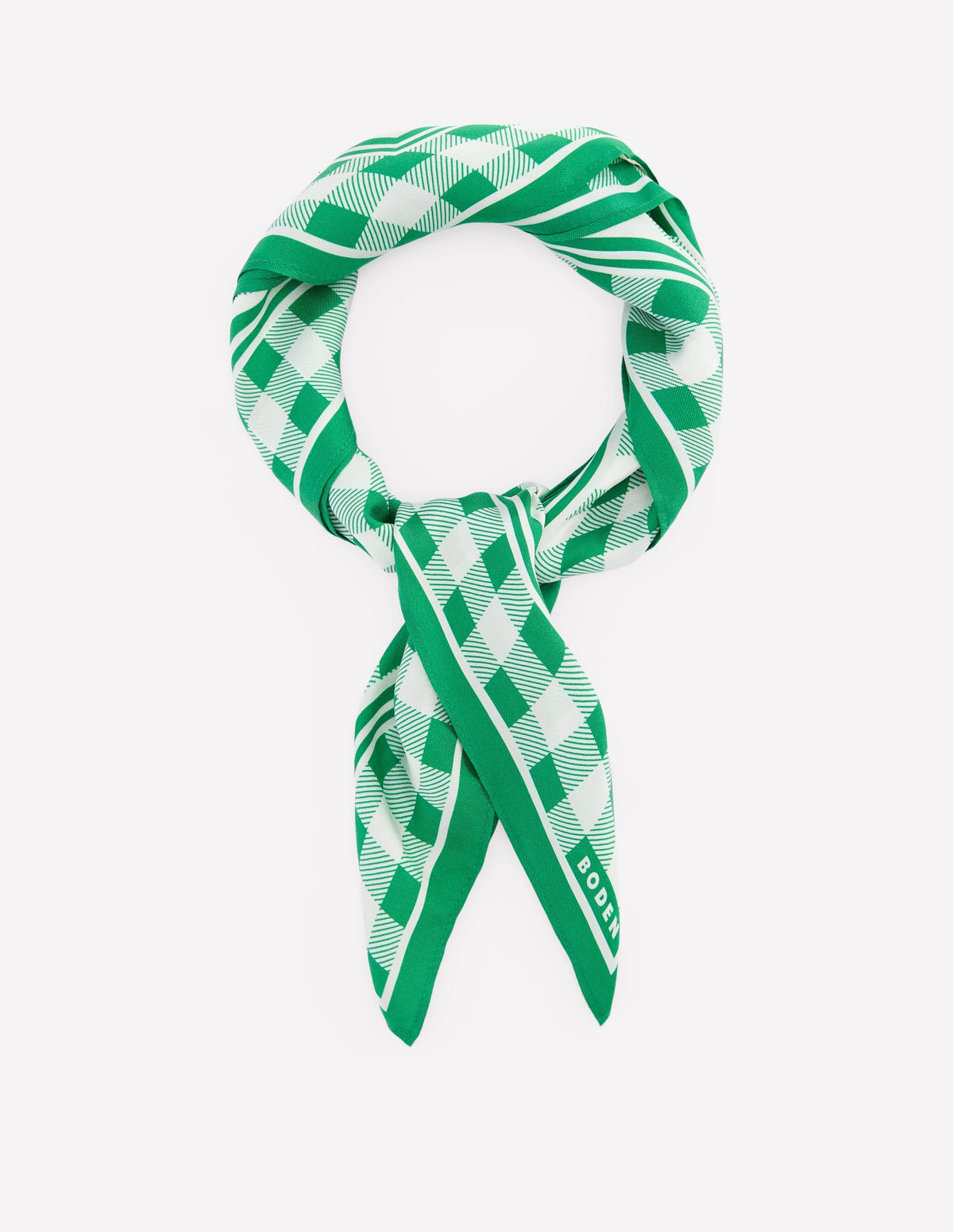 Elisabeth Silk Square Scarf-Green Gingham