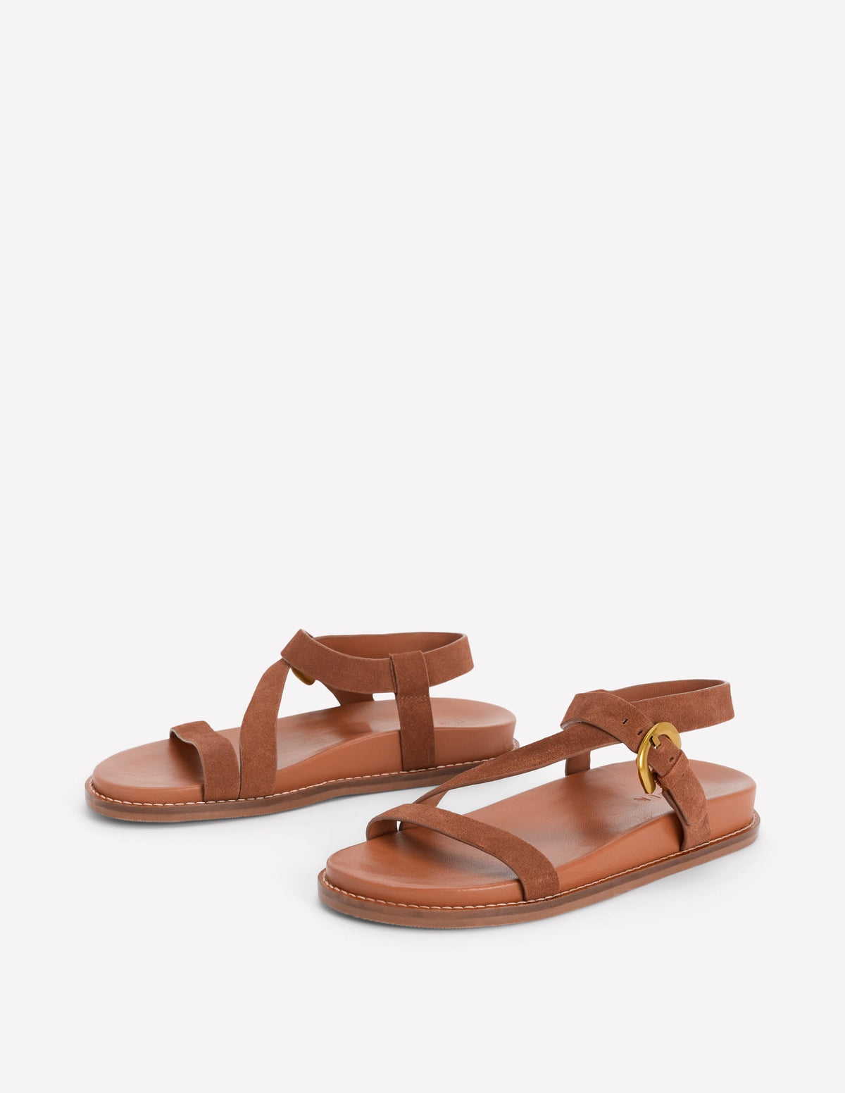 Chunky Asymmetric Sandal-Tan Suede