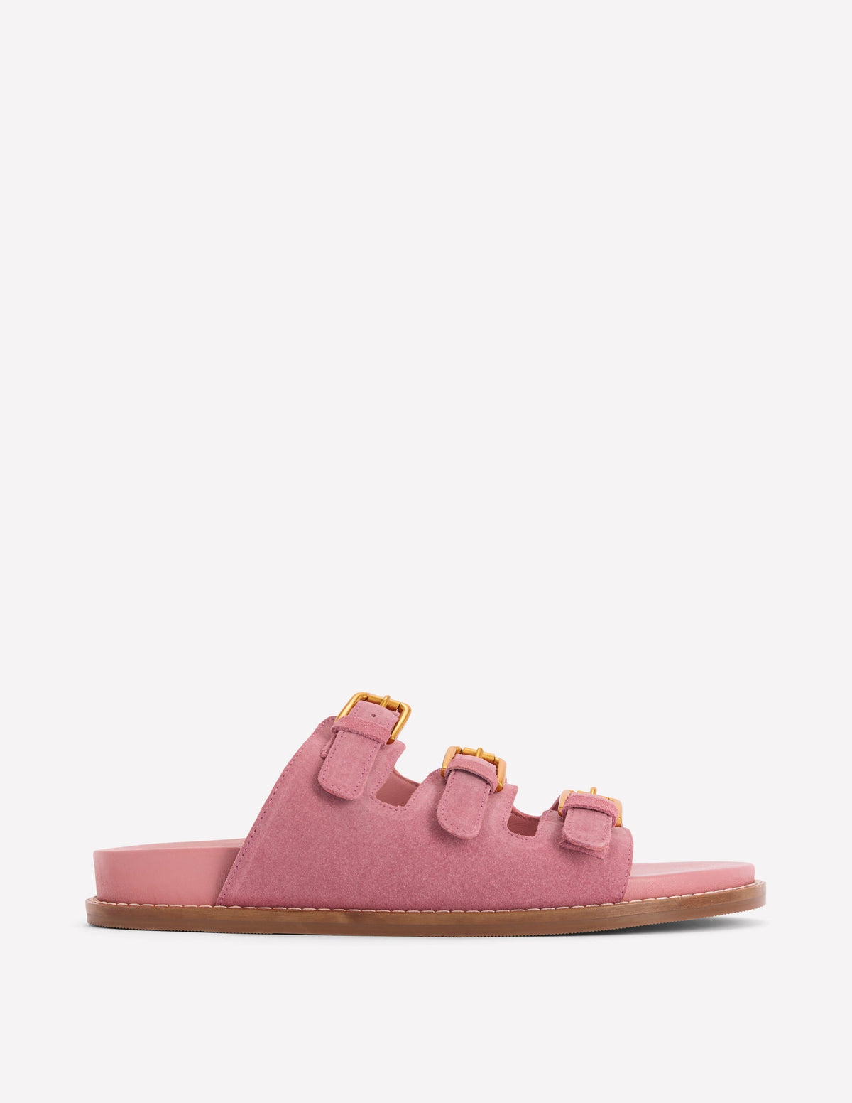 Triple Strap Footbed Sandal-Dusty Pink