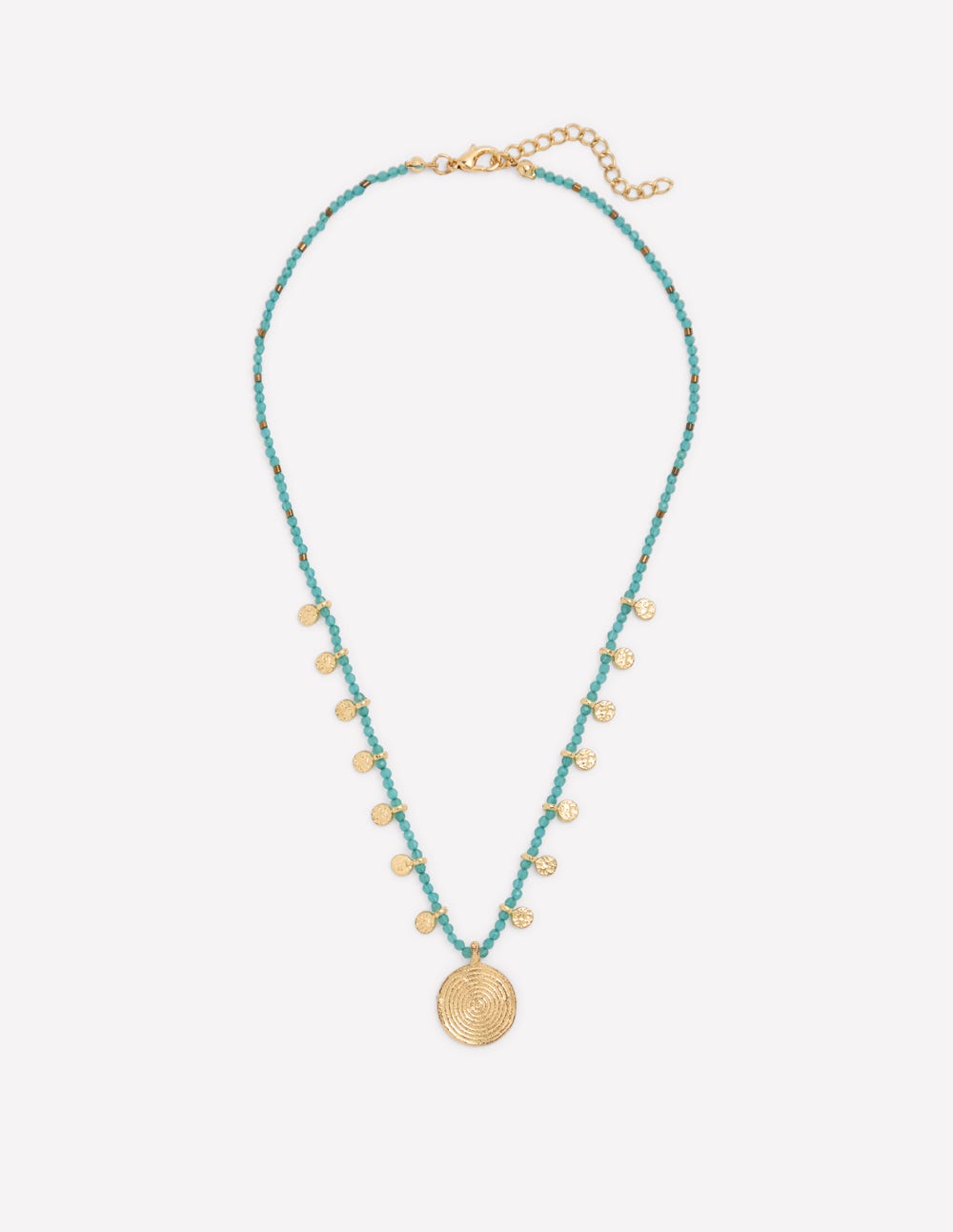 Short Bead Strand Necklace-Blue