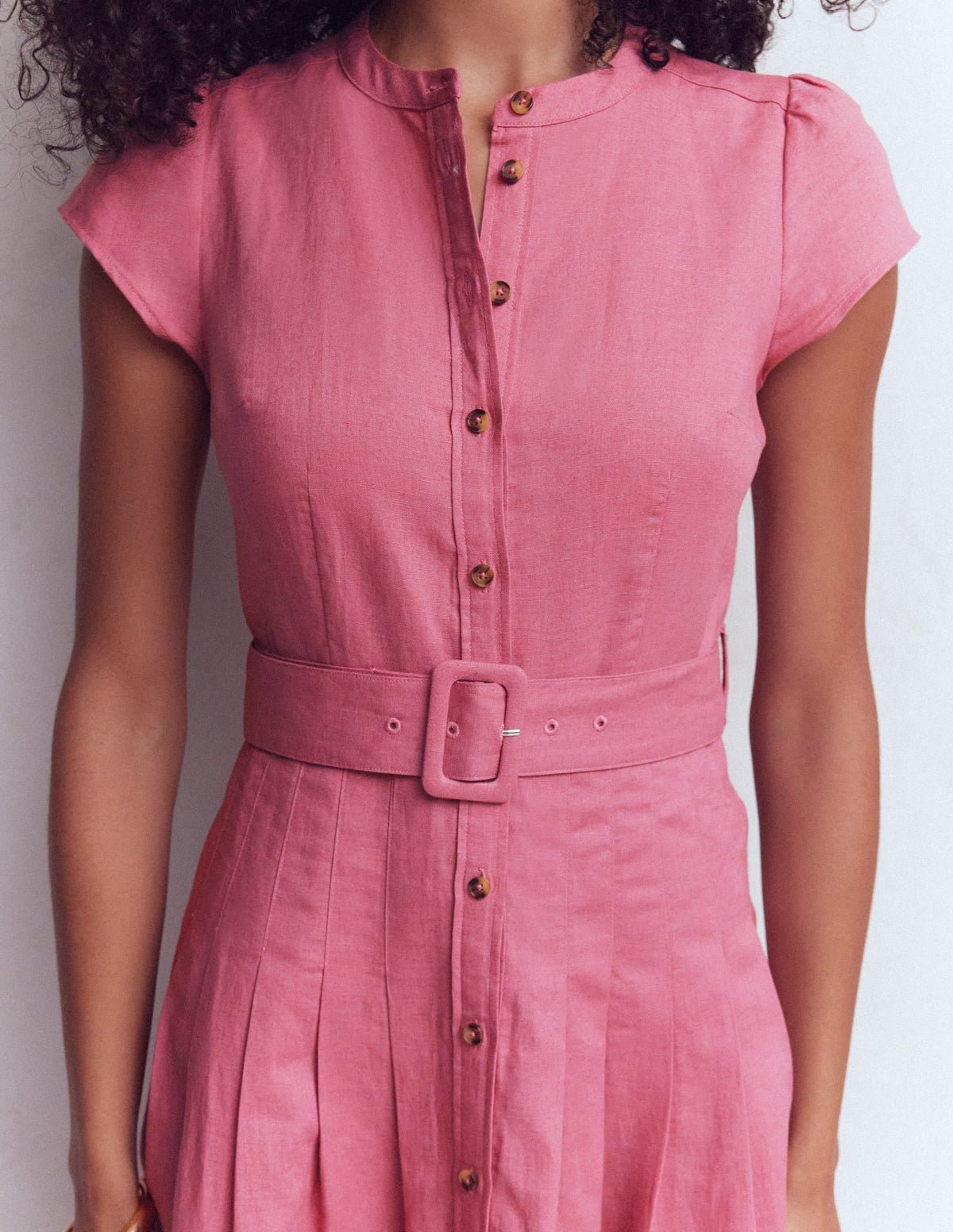 Arabella Linen Blend Dress-Pink Heather
