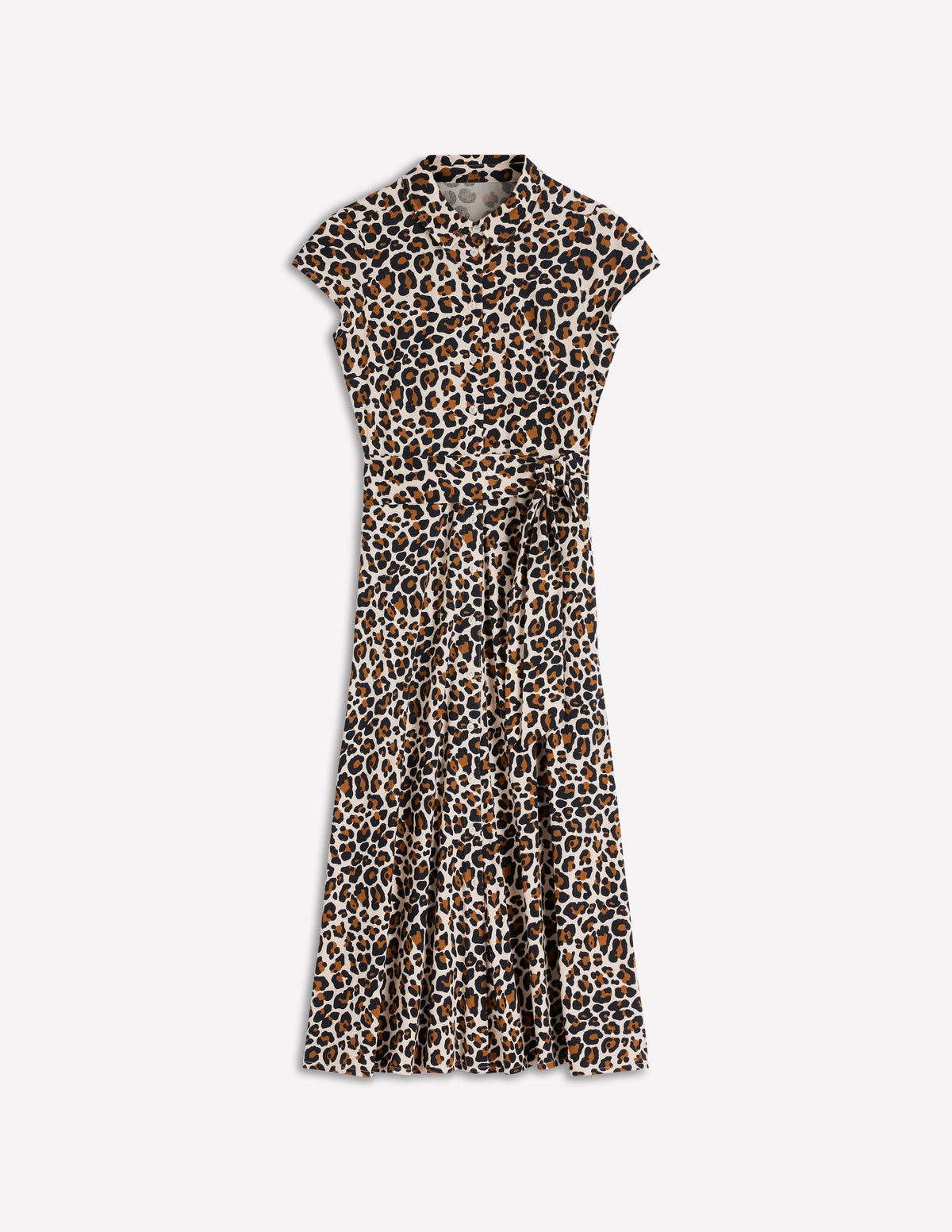 Marcia Jersey Shirt Dress-Almond Milk, Cheetah Pop