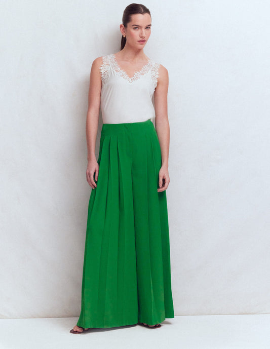 Regent Wide Leg Pants-Rich Emerald