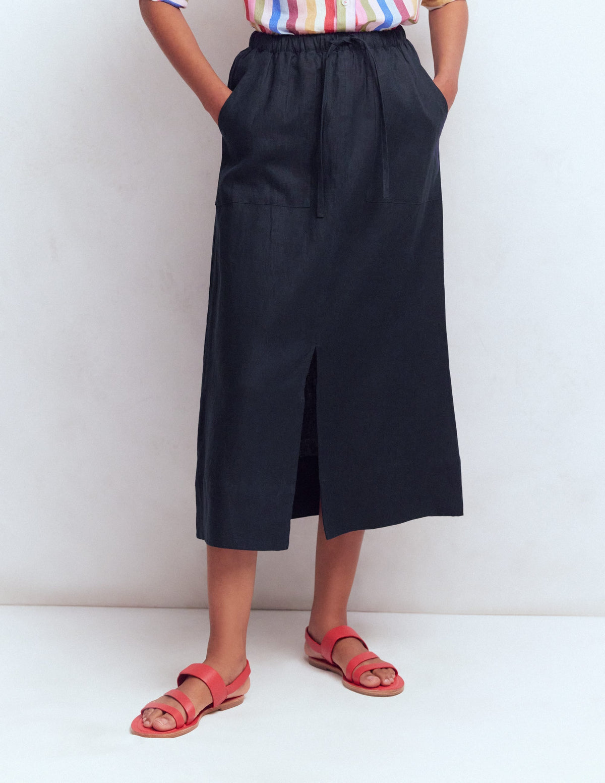 Layla Linen Skirt-Navy