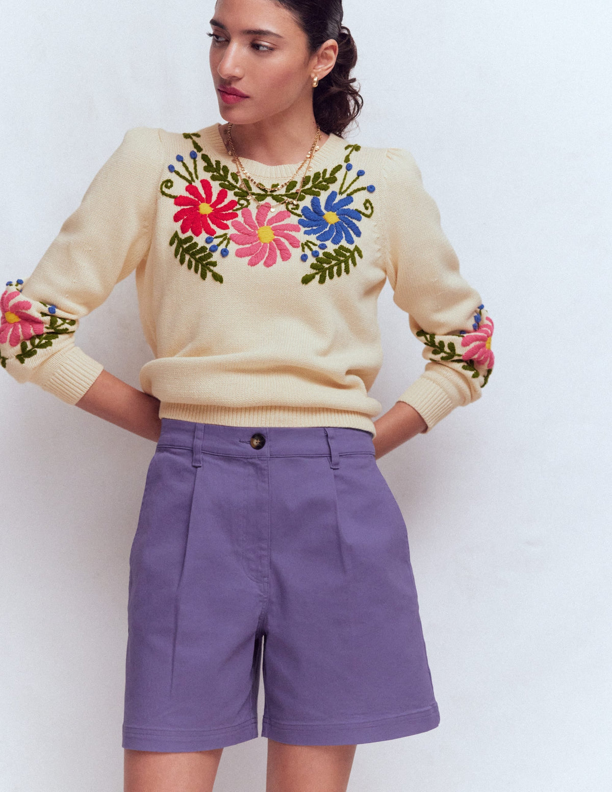 Chino Shorts-Purple Thistle