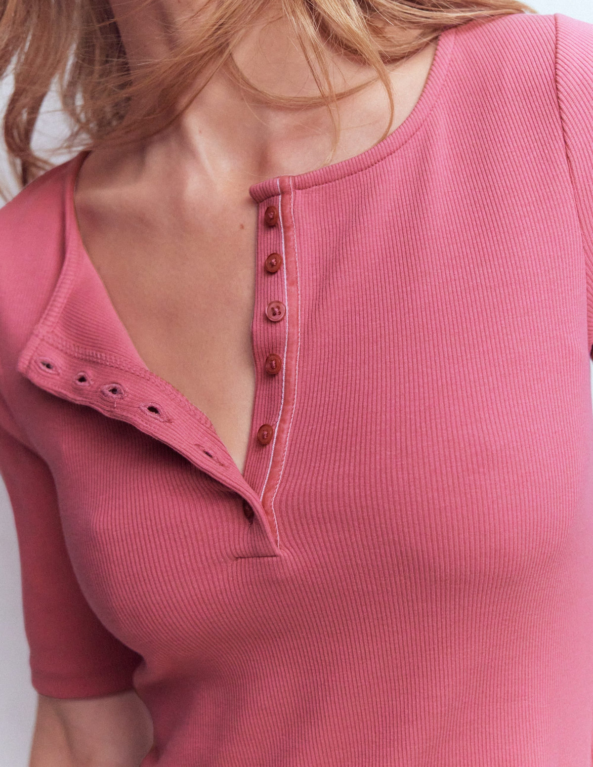 Short Sleeve Rib Henley-Malaga